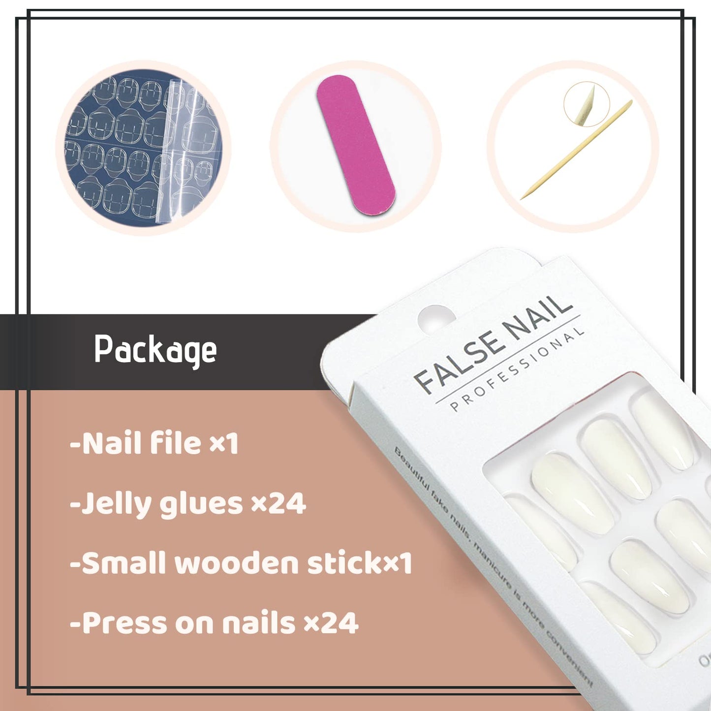 YOSOMK White Fake Nails Medium Almond Press on Nails with Design Pure Color Glossy Stick on Nails Acrylic Glue on False Nails for Women