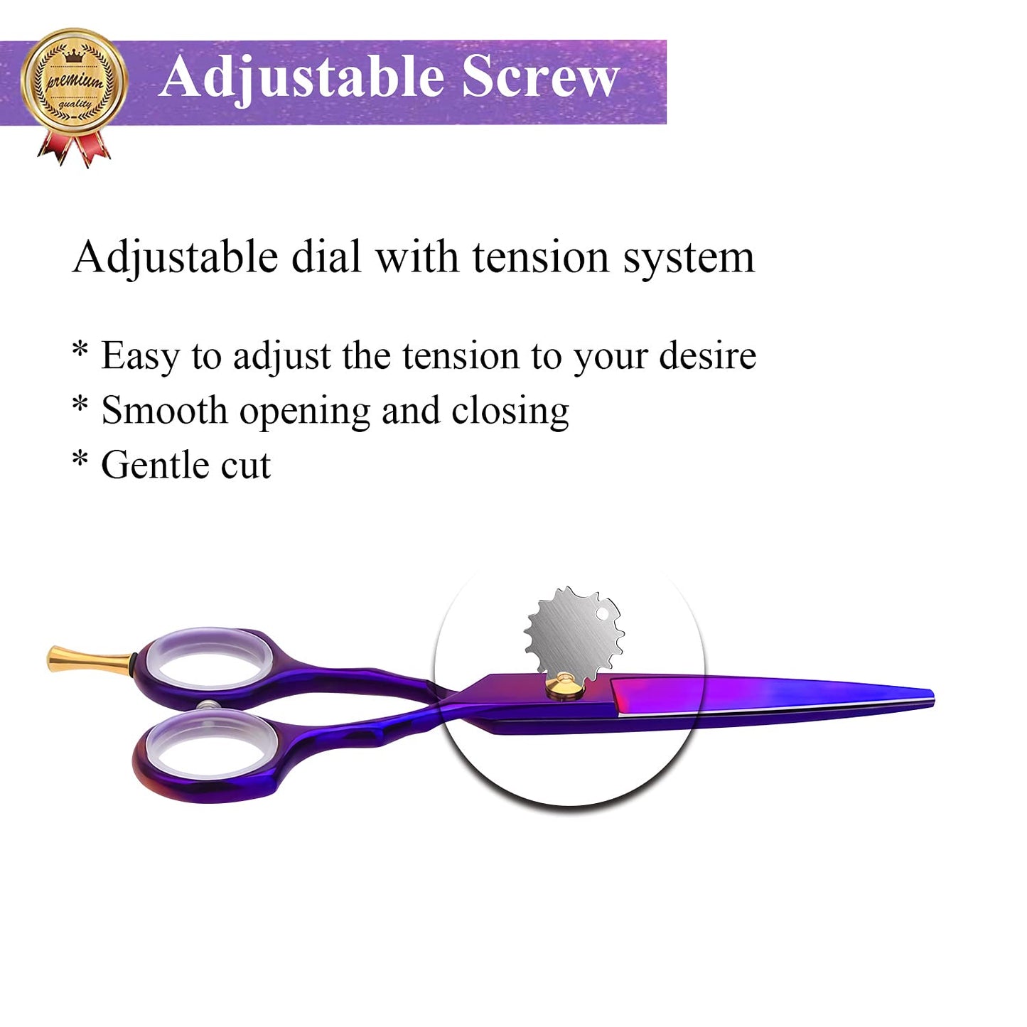 5.5 inch Purple Hair Cutting Scissors Set with Razor, Leather Scissors Case, Barber Hair Cutting Shears Hair Thinning/Texturizing Shears for Professional Hairdresser or Home Use (Purple)