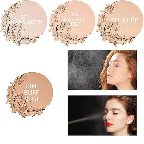 2 Pack PHOERA Matte Face Powder, Control Oil Brighten Skin Color Cover Blemish Makeup Face Setting Setting Powder Foundation¡£(204- Buff Beige)