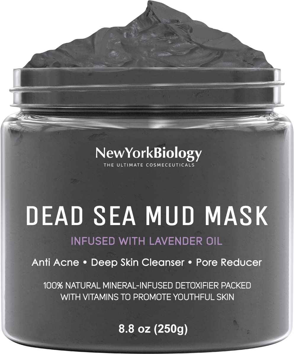 New York Biology Dead Sea Mud Mask Infused with Lavender with Dead Sea Mud Mask Infused with Eucalyptus - Spa Quality Pore Reducer for Acne, Blackheads and Oily Skin - 8.8 oz