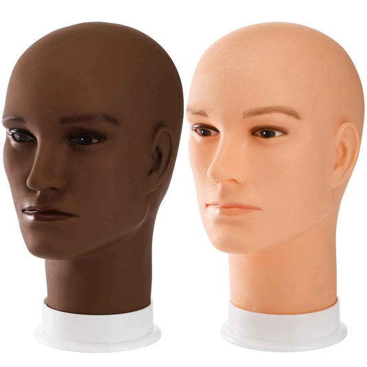 Dicunoy 2PCS Mannequin Heads, Male Hair Model, Bald Wig, Afro American Cosmetology Head for Eyeglasses, Hairs, Hat, Helmet, Glasses Display