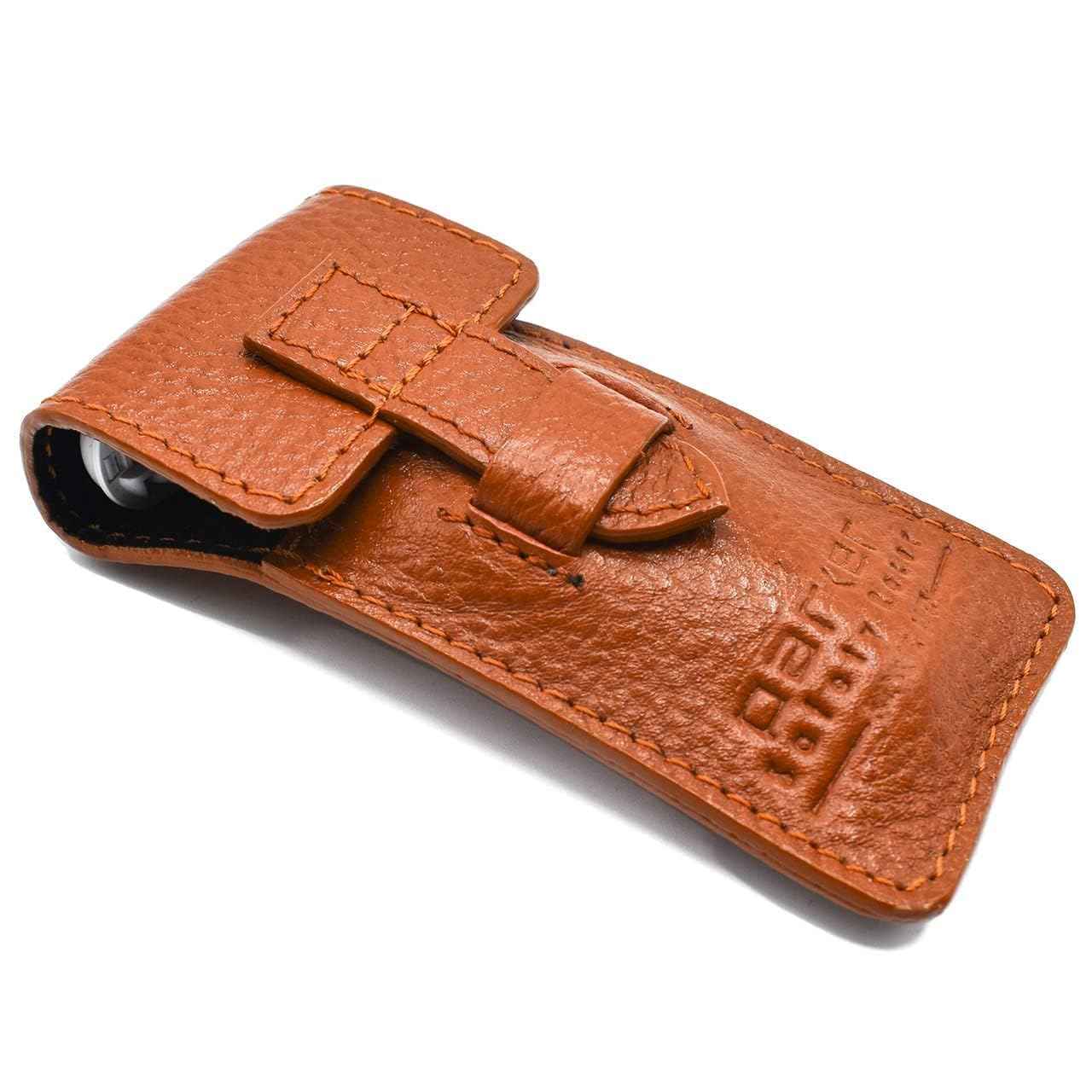 Parker Women’s Travel Razor – Compatible with Gillette® Venus® Cartridges – Compact 3‑Blade Razor with Rose‑Gold Chrome Brass Handle & Buffalo Leather Travel Case