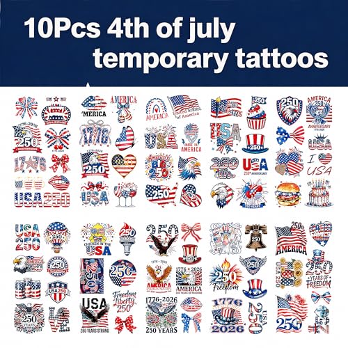 4th of July Temporary Tattoos - 250 Waterproof Designs