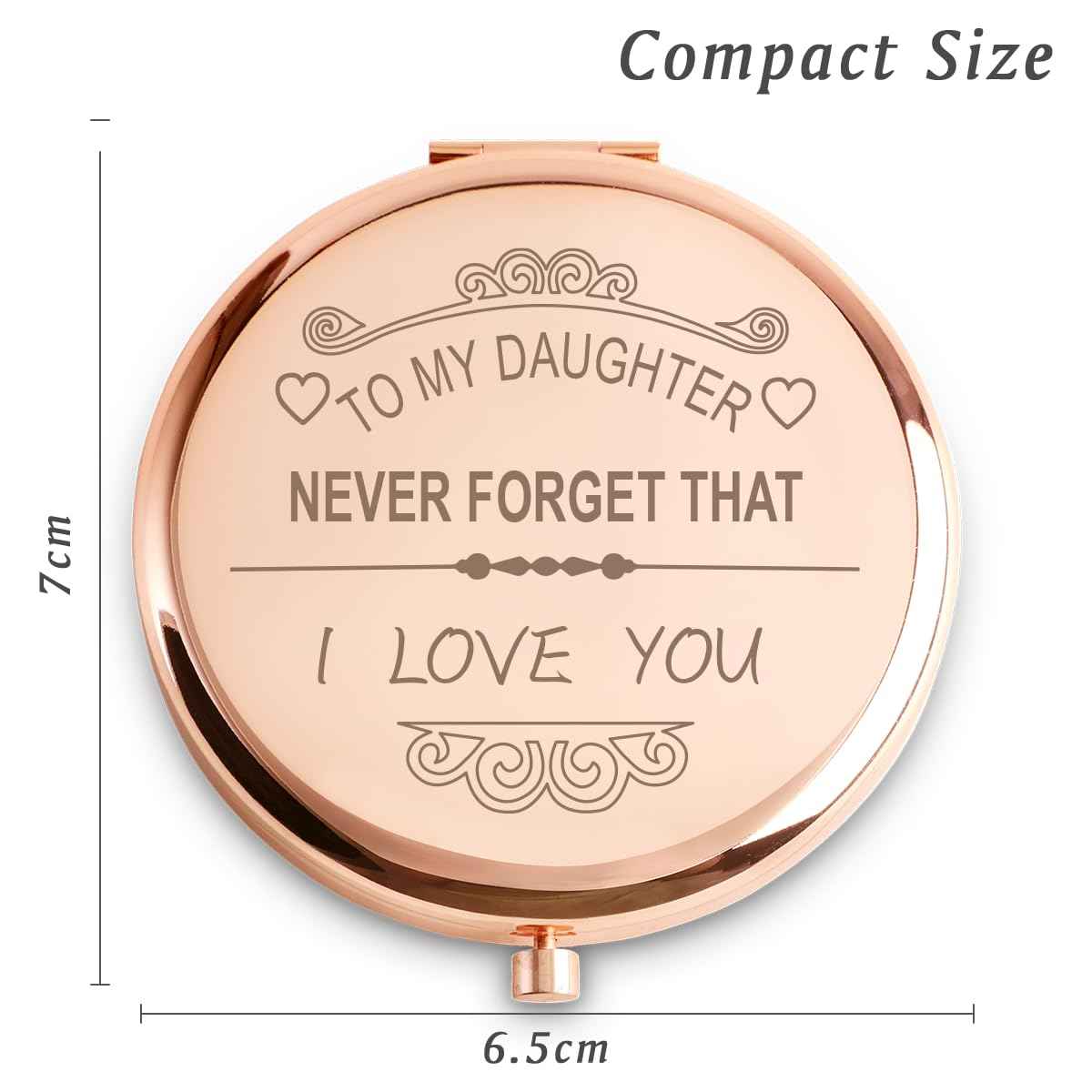 COYOAL Personalized Gifts for Daughter, Unique Daughter Gifts from Mom Dad, Sentimental Mothers Day Birthday Gifts for Daughter, Engraved Compact Mirror, Rose