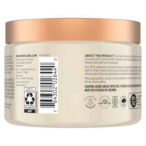 SheaMoisture Shea Sugar Body Scrub For Nourish And Replenish Skin Virgin Coconut Oil Daily Hydrating Body Scrub With 24h Shea Moisture Nutrients 12 oz