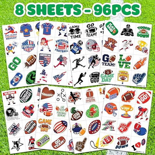 96-Pack Football Temporary Tattoos for Kids | Pre-Cut Party Favors