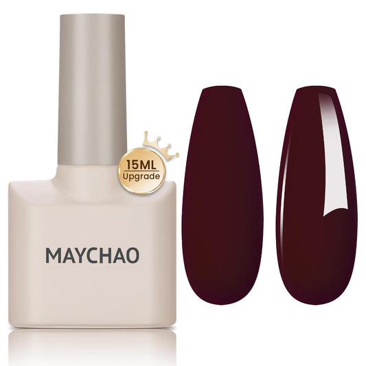 MAYCHAO 15ML Gel Nail Polish 1Pc Dark Red Gel Polish Soak Off UV LED Nail Polish Nail Art Starter Manicure Salon DIY at Home, 0.5 OZ