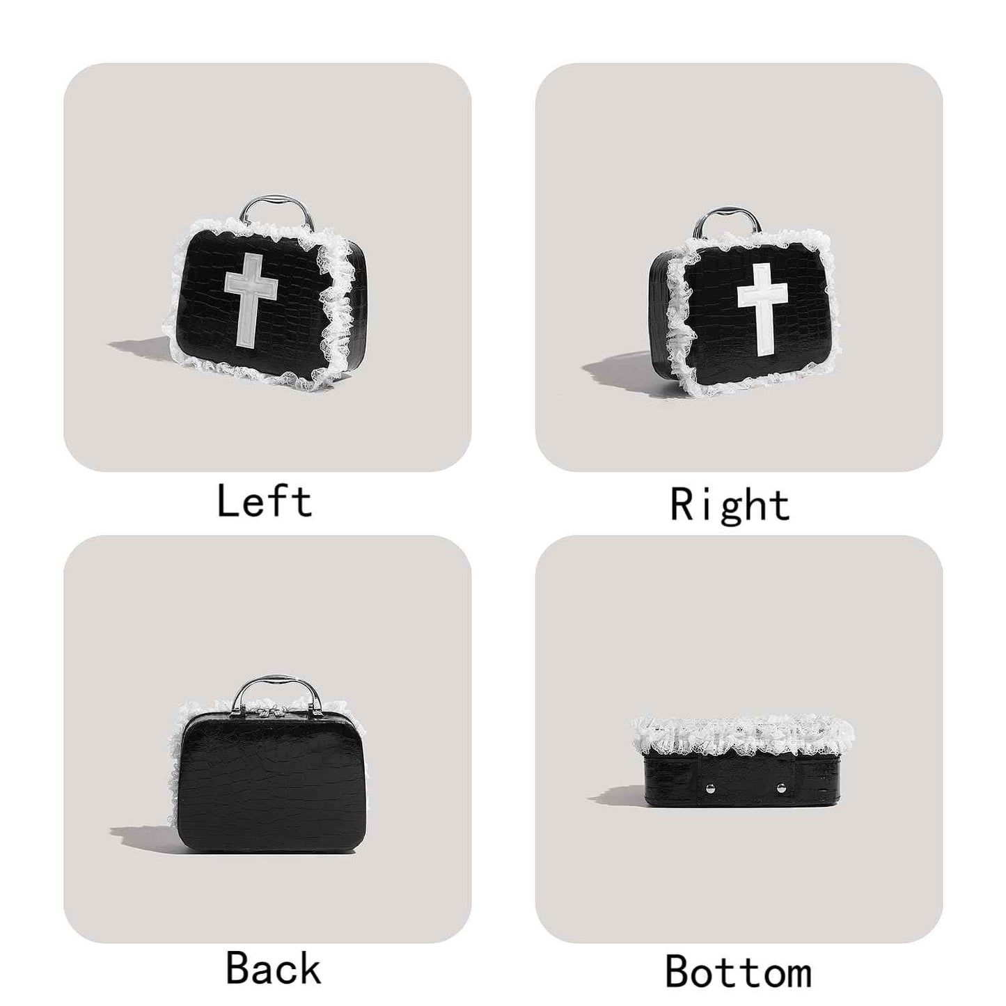 RRISETAG Goth Makeup Bag PU Leather Gothic Makeup Pouch Punk Handbag Goth Bag for Halloween Parties and Everyday Use