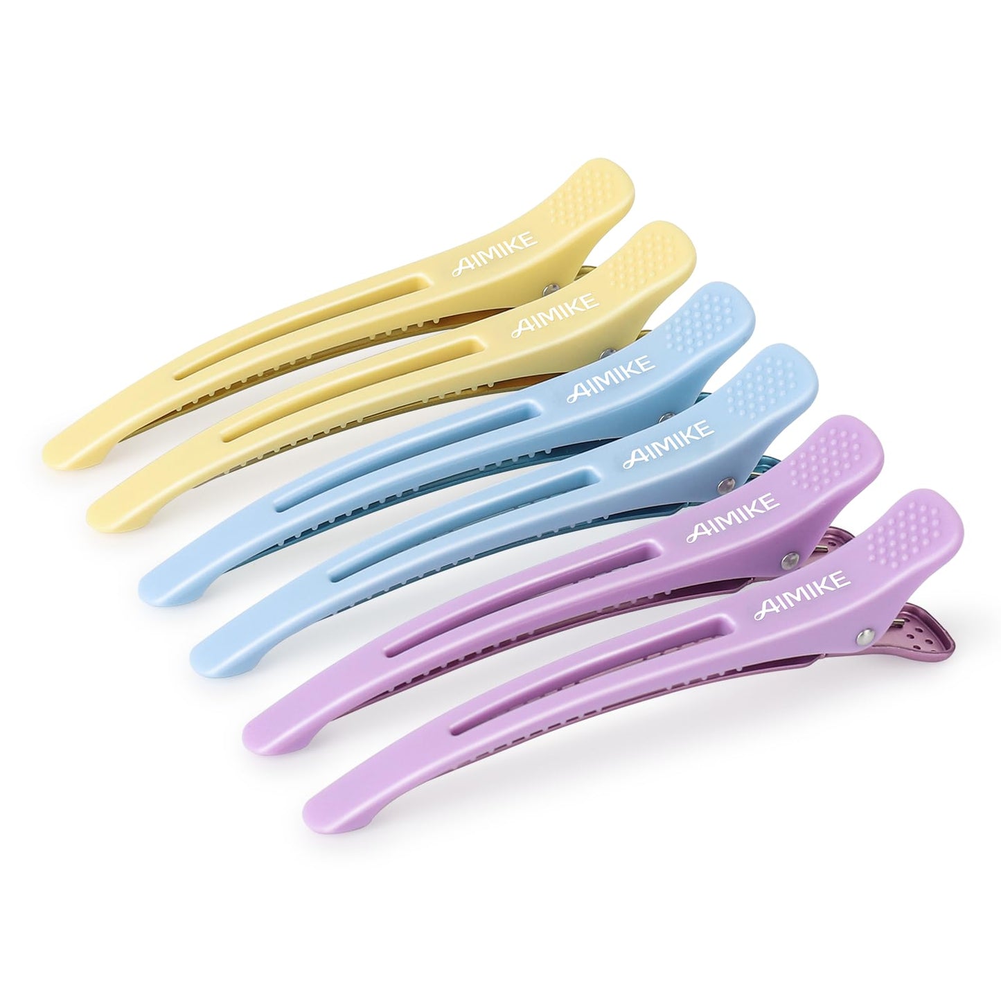 AIMIKE 6pcs Hair Styling Clips Set - No Crease Duck Billed Clips with Silicone Band, Hair Roller Clips, Alligator Clips for Women, Salon Sectioning, Macaron Style