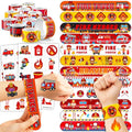 72-Piece Fire Truck Party Favors Set - Tattoos & Slap Bracelets