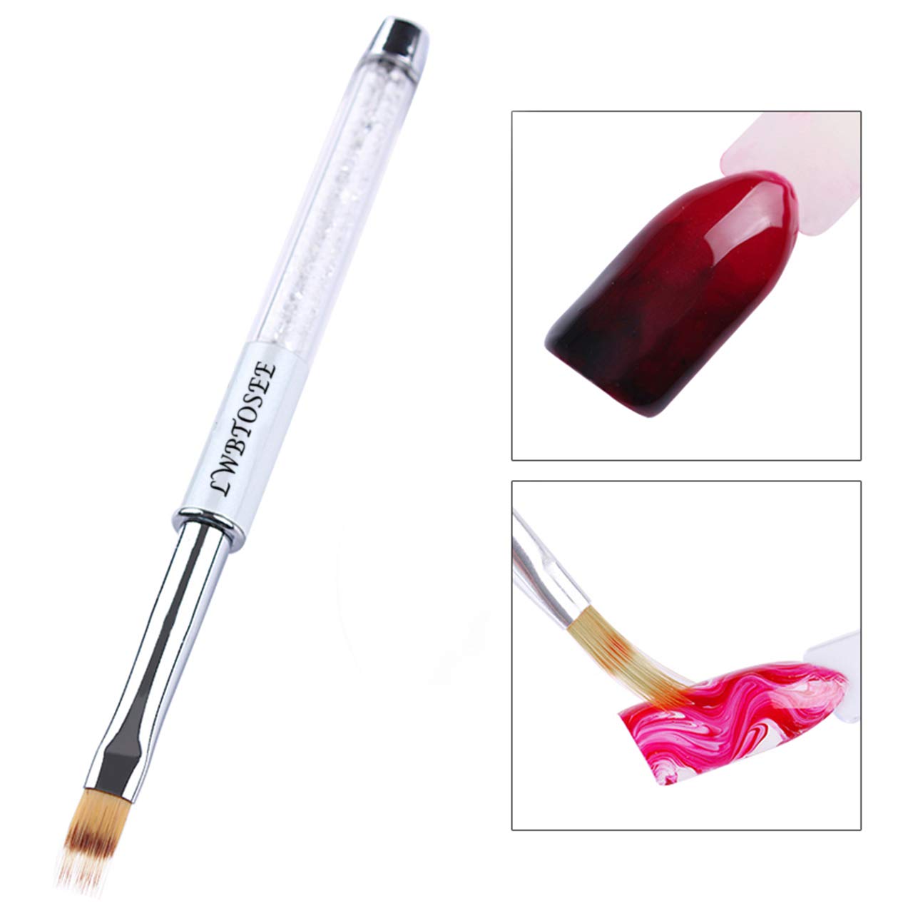 LWBTOSEE 2PCS Nail Ombre Brush Nail Art Painting Pen Brush UV Gel Polish Gradient Color Rhinestone Crystal Acrylic Nail Drawing Pen