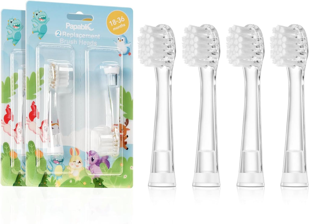 Papablic Replacement Toothbrush Heads - 2 Count | Compatible with Papablic BabyHandy & Toddler Sonic Electric Toothbrushes (18-36 Months)