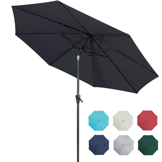 Tempera 7.5ft Patio Market Outdoor Table Umbrella with Push Button Tilt and Crank,Large Sun Umbrella with Sturdy Pole&Fade resistant canopy,Easy to set,Space Grey