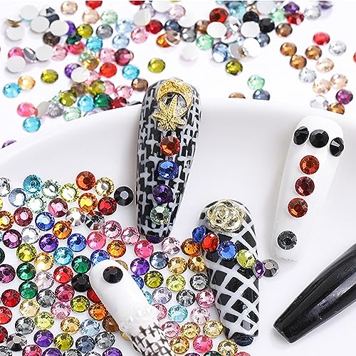 5040pcs Flatback Crystal Rhinestones Half Round Glue Fix Rhinestone Diamantes Gems for Crafts Nail Art（Transparent AB,SS10/2.7-2.9mm