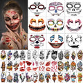 50 PCS Halloween Face Tattoos - Scary Horror & Costume Stickers
