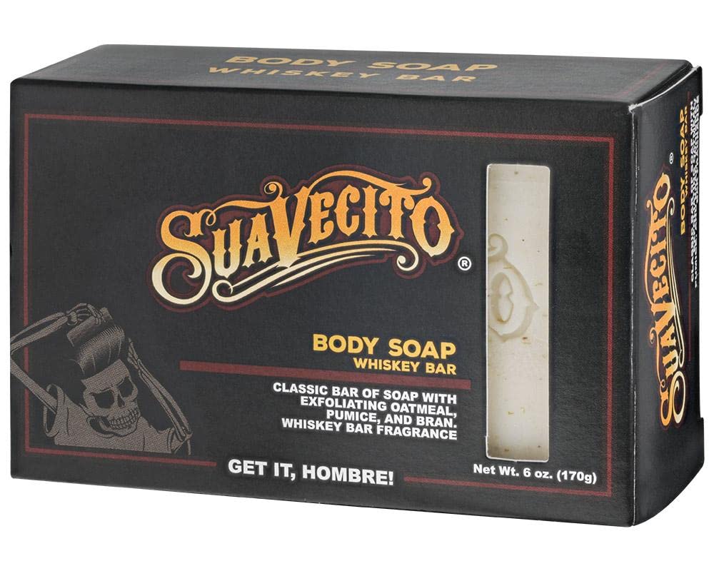 Suavecito Body & Hand Soap Bars Moisturizing Masculine Whiskey Bar Fragrance 6 oz 3 Pack