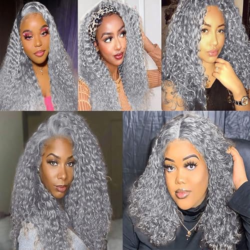 Fridnae 3 Bundles Gray Water Wave Human Hair Extensions 34 Inch