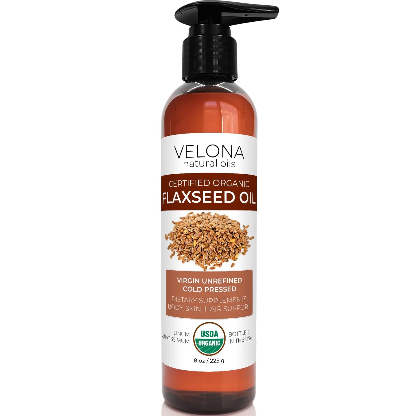 velona USDA Certified Organic Flaxseed Oil - 8 fl oz | 100% Pure and Natural Carrier Oil | Unrefined, Cold Pressed | Hair Growth, Body, Face & Skin Care | Use Today - Enjoy Results…