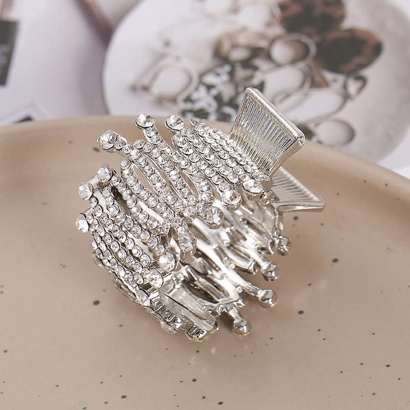 Crystal Bridal Hair Clips, Handmade Rhinestones Hair Barrettes, Hollow Geometric Hair pins, Wedding Hairpin Hair Accessories for Women Girl Bride