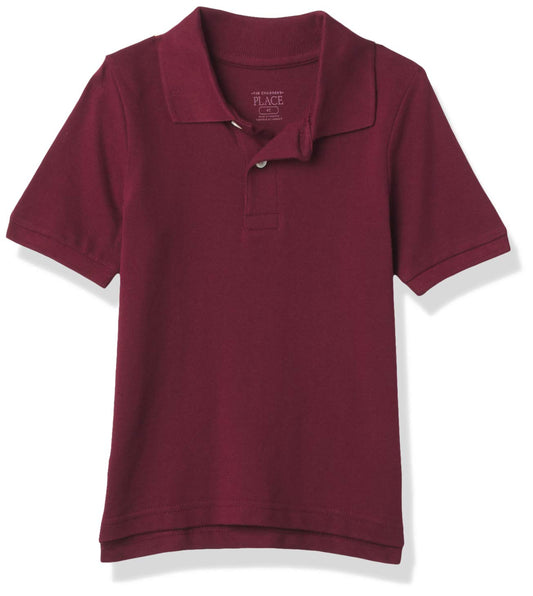 The Children's Place Baby Boys' and Toddler Short Sleeve Pique Polo, Redwood Single, 6-9 Months