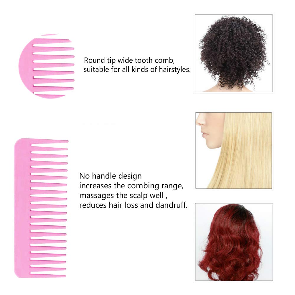 NuAngela Wide Tooth Hair Comb No Static, Detangling Styling Comb For Thick Long Curly Hair Wet Dry Hair, No Handle Round Teeth, Reduce Hair Loss&Breakages, Shower Shampoo Detangler Comb For Women Men