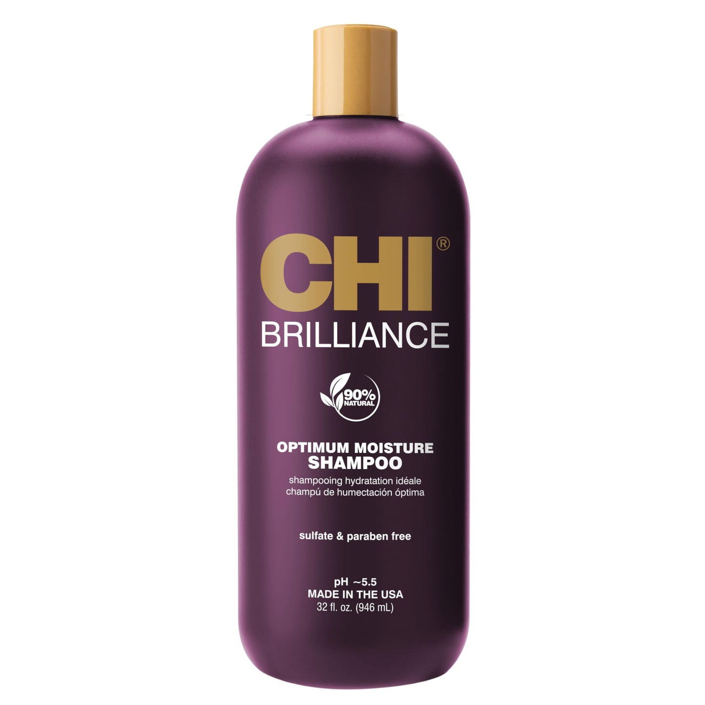 CHI Deep Brilliance Optimum Moisture Shampoo, With Olive & Monoi Oil To Hydrate Hair, Sulfate, Paraben, & Cruelty-Free, 32 Oz