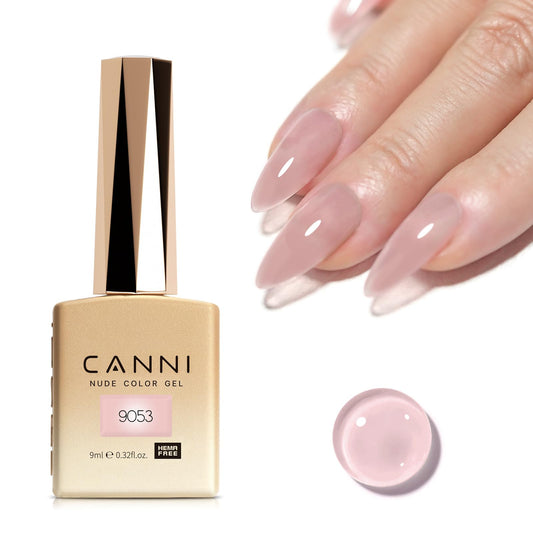 CANNI Jelly Nude Pink Gel Nail Polish, 1Pcs Sheer Clear Pink Gel Polish Translucent Pink Color Nail Polish Gel High Gloss Soak Off U V Gel Nail French Nail Manicure Salon DIY