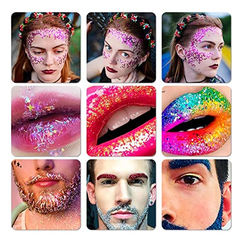 9 Color Holographic Chunky Glitter Sequins Resin Crafts Colorful Nail Sequins for Face body and Women DIY Decoration (Mixed Color-A)