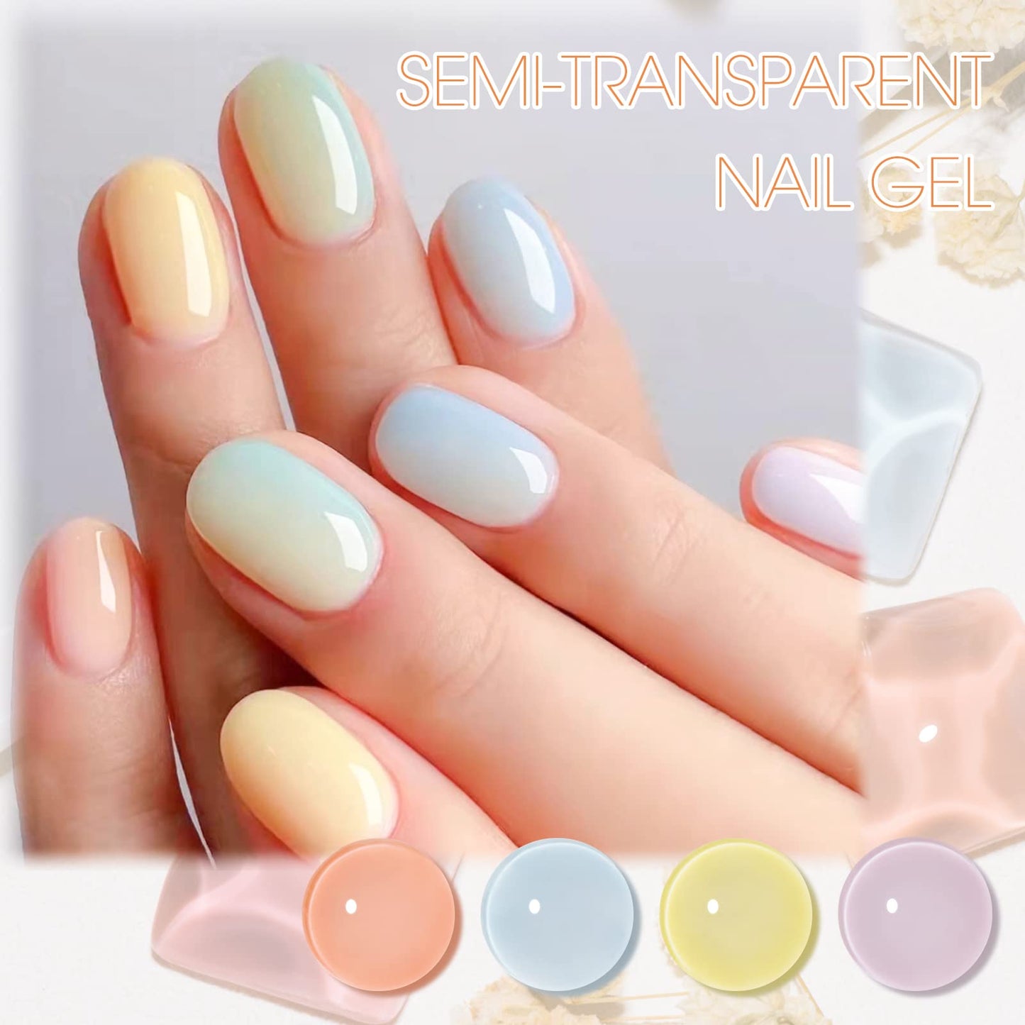 MTSSII Gel Nail Polish Kit, 6 PCS Jelly Translucent Gel Nail Polish Sock Off UV/LED Gel Nail Polish Lamp Cured, 8 ml/0.28 FL.OZ (Jelly Gel Nail Polish)