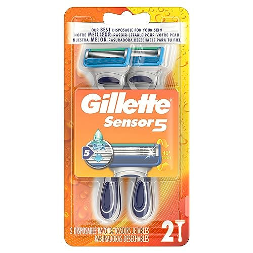 Gillette Sensor5 Men's Disposable Razors, 2 Count