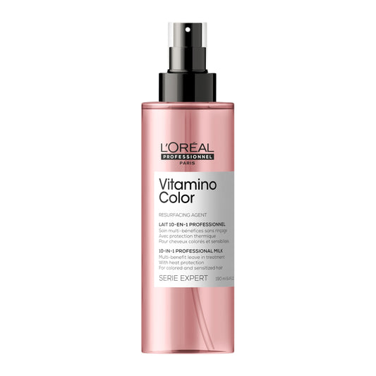 L'Oréal Professionnel Paris Vitamino Color 10-in-1 Multi-Benefit Leave-In Spray - Heat Protectant & Detangler For Frizz Control & Boosting Shine, For Color-Treated & All Hair Types