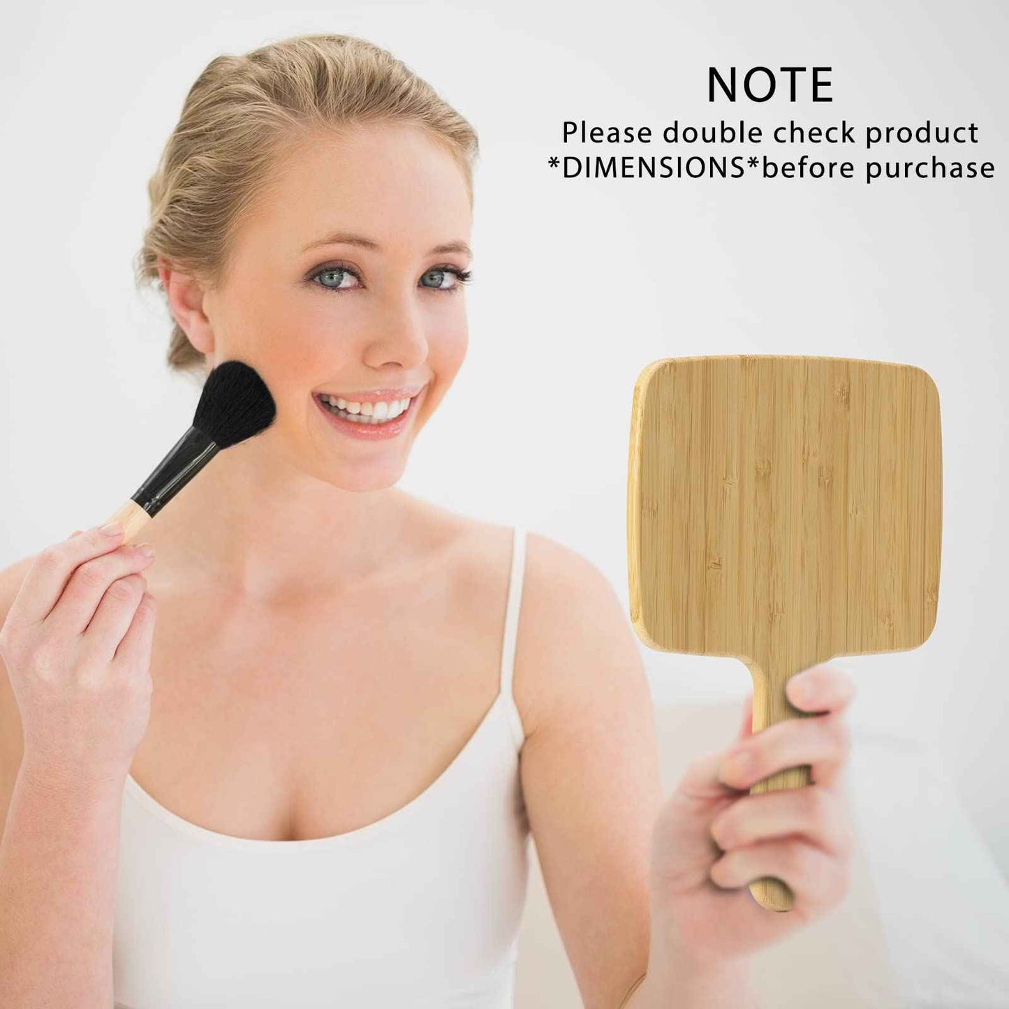 YEAKE Hand Mirror,Natural Bamboo Handheld Mirror with Handle, Single-Sided Portable Travel Vanity Mirror for Men & Women,6.9" W x 9.9" L