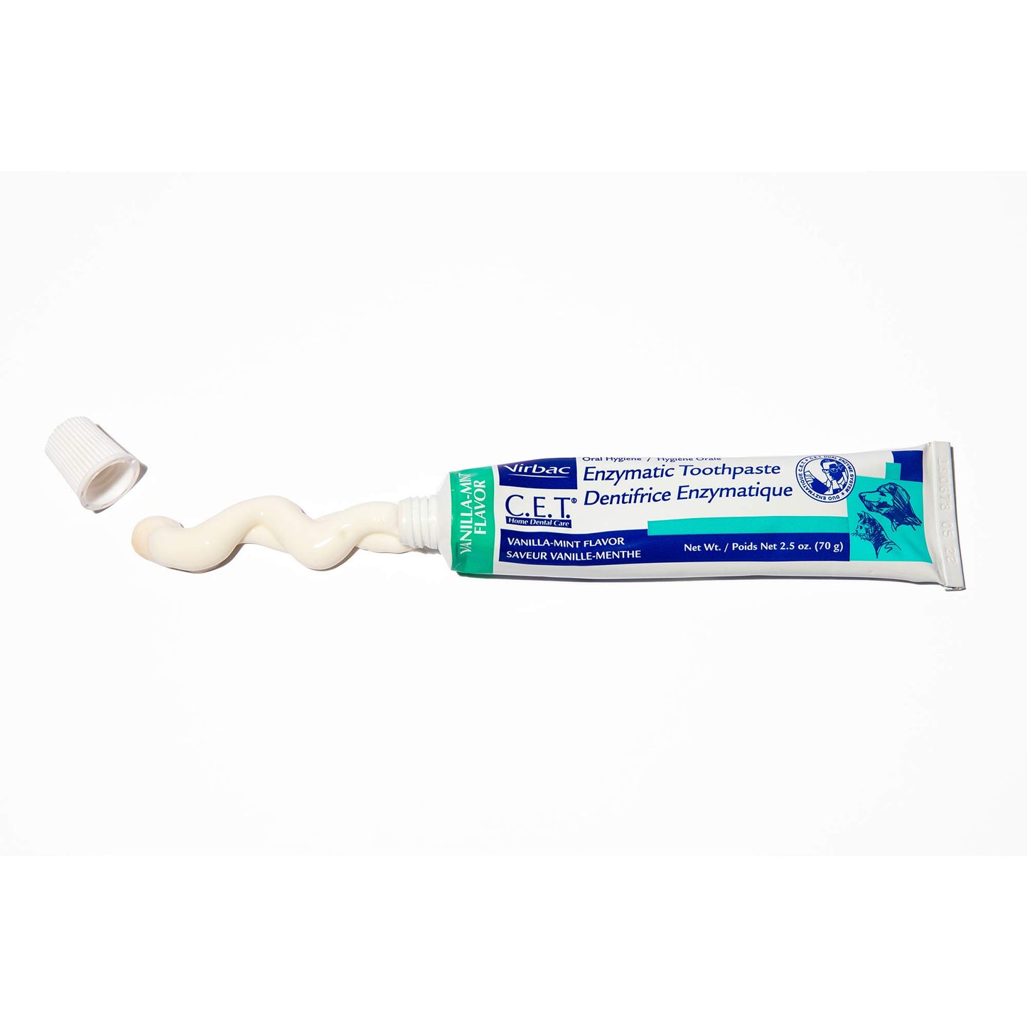 Virbac C.E.T. Enzymatic Toothpaste Eliminates Bad Breath by Removing Plaque and Tartar Buildup Best Pet Dental Care Toothpaste Vanilla Mint Flavor 2.5 Oz Tube