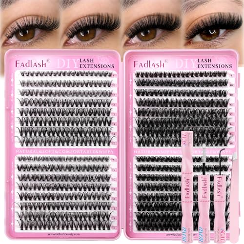 FADLASH Lash Clusters Kit 640PCS - Natural D Curl 8-16mm