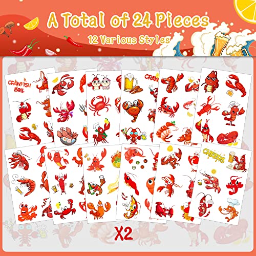 Crawfish Temporary Tattoos 144 PCS Party Favors