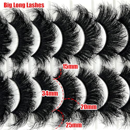 Mink Lashes Fluffy Long 3D Faux Mink Wispy 20mm 25mm Big Dramatic Strip Lashes That Look Like Extensions Thick Cat Eye False Eyelashes Pack