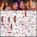 Halloween Wound Tattoos - 12 Sheets Fake Scars Waterproof
