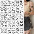 30-Sheet Black Butterfly Temporary Tattoos for Women