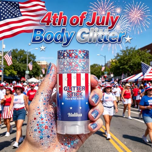Red White Blue Glitter Stick for 4th of July & Memorial Day