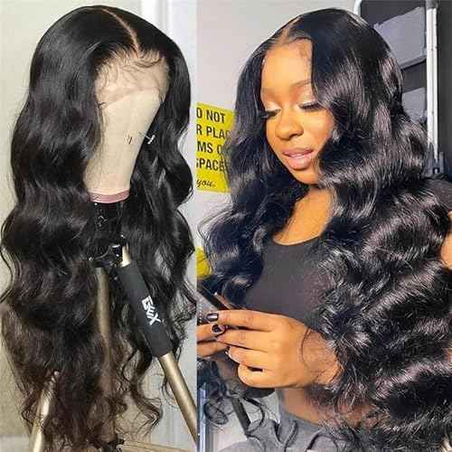 Glueless Wigs Human Hair Pre Plucked Pre Cut 20 Inch Body Wave Lace Front Wigs Human Hair for Women 6x4 HD Lace Closure Wigs with Elastic Drawstring 180% Density Nautural Color
