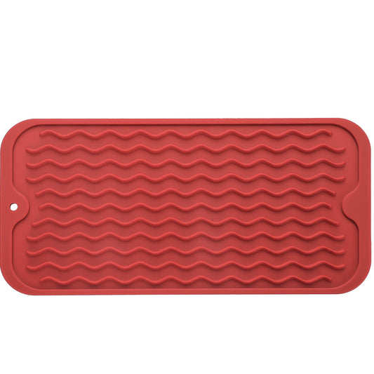 MicoYang Silicone Dish Drying Mat for Multiple Usage,Easy clean,Eco-friendly,Heat-resistant Silicone Mat for Kitchen Counter,Sink,Bar,Bottle,or Cup Red S 12 inches x 6 inches