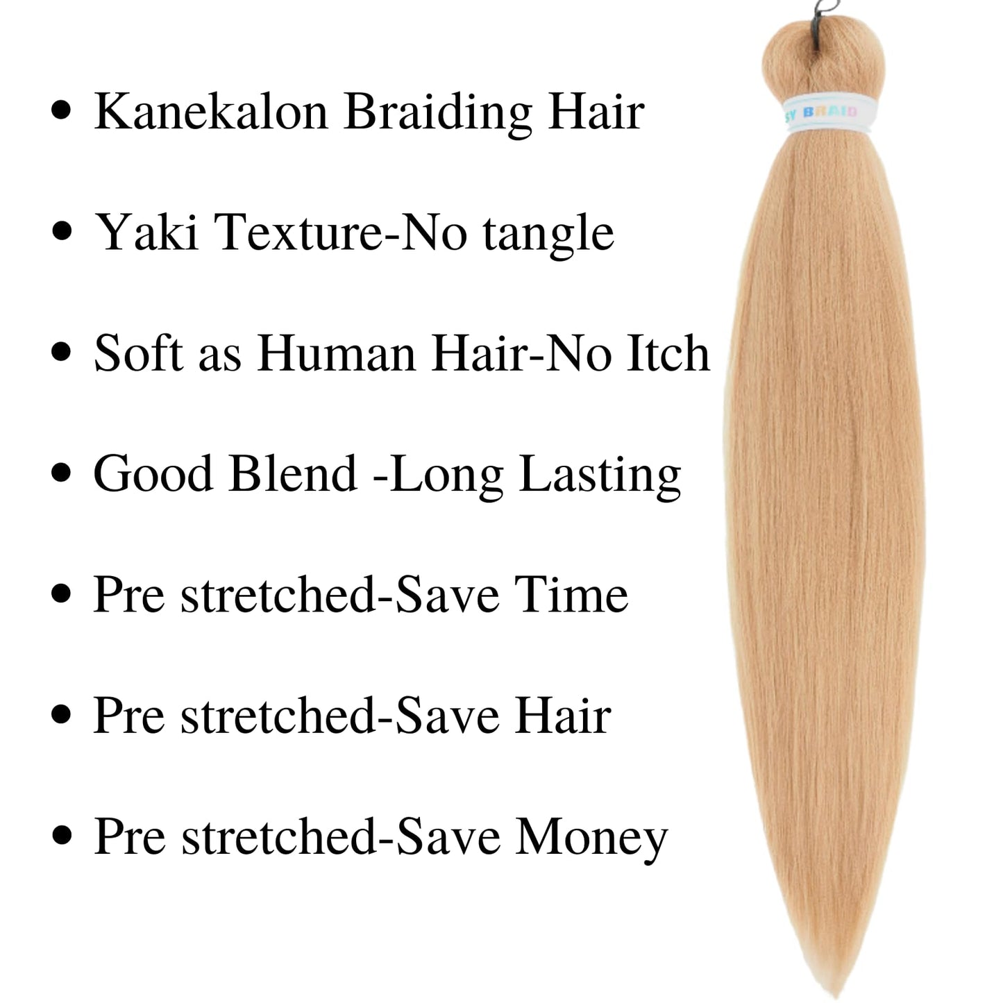 Gozill Honey Blonde Braiding Hair Pre Stretched Kanekalon Prestretched Braiding Hair Ez Braid Hypoallergenic Colored Braiding Hair Extensions Knotless