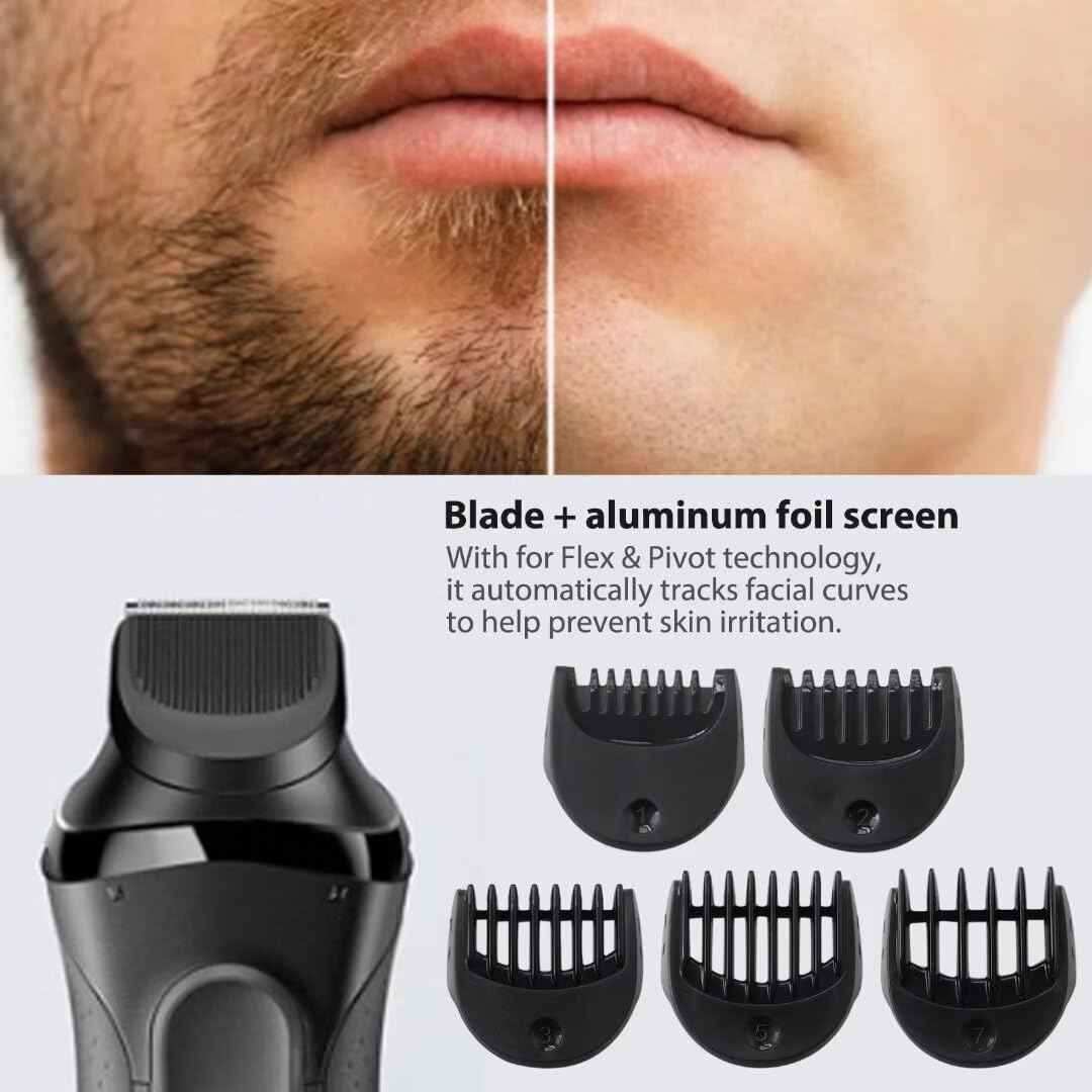 Replacement Beard Trimmer Attachment with 5pcs Guide Combs 1/2/3/5/7mm for Bra-un 7027cs, 7071cc, 7075cc, 7085cc, 7089cc