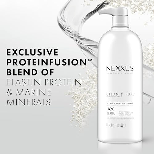 Nexxus Clean and Pure Clarifying Shampoo and Conditioner 2-Pack With ProteinFusion, for Nourished Hair Paraben Free 33.8 oz