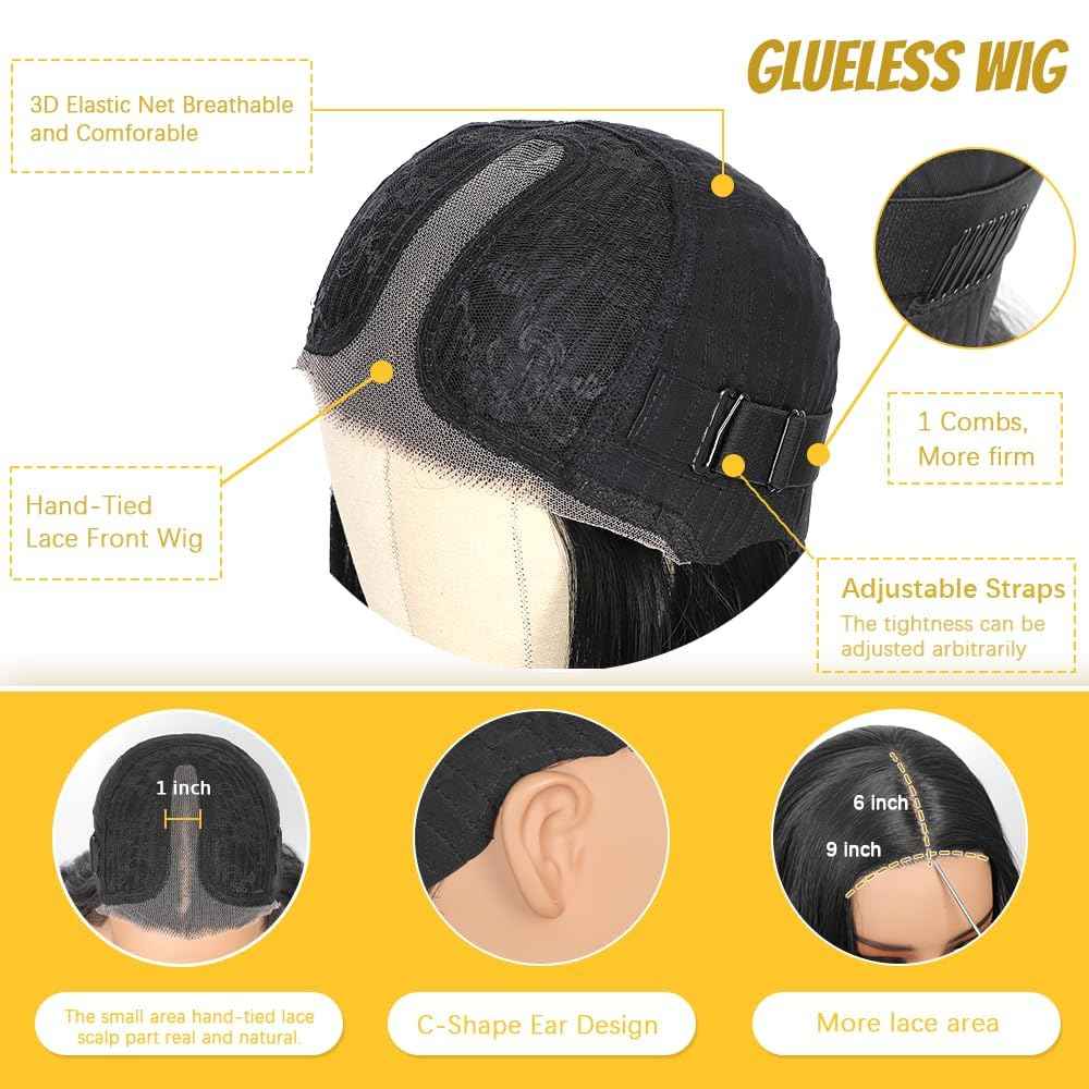 ShowCoco Long Brown to Ombre Blonde Wigs for Women 26 Inch Highlights Blonde Wig Natural Middle Part Synthetic Wavy Hair Heat Resistant Fiber Hair Replacement Wigs for Daily Party 3 Seconds to Wear