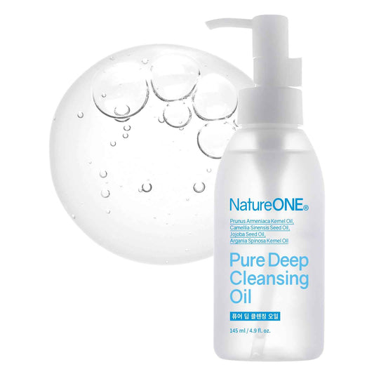 NATUREONE Pure Deep Cleansing Oil with AHA+PHA, Argan, Jojoba, Centella Asiatica, Blackhead Remover, Oil Based Cleanser for Face, Sebum Control, Pore Cleaner, Korean Skincare, 145ml, 4.9 fl. oz.