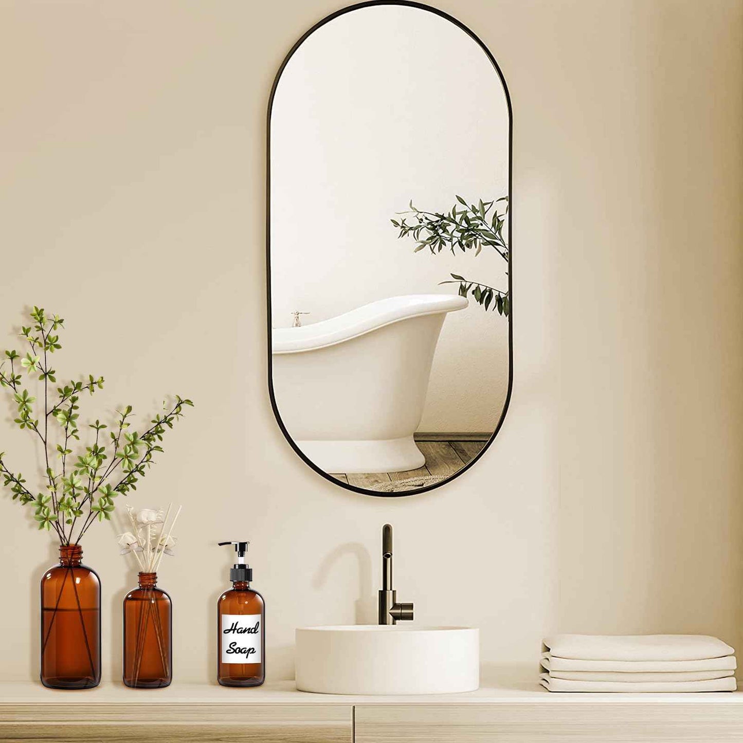 12 Pack Amber Glass Bottles 8oz with Pump Dispensers, Refillable Empty Pump Bottles for Bathroom, Kitchen, Shampoo, Soap, Lotion – Includes 2 Funnels & 12 Labels