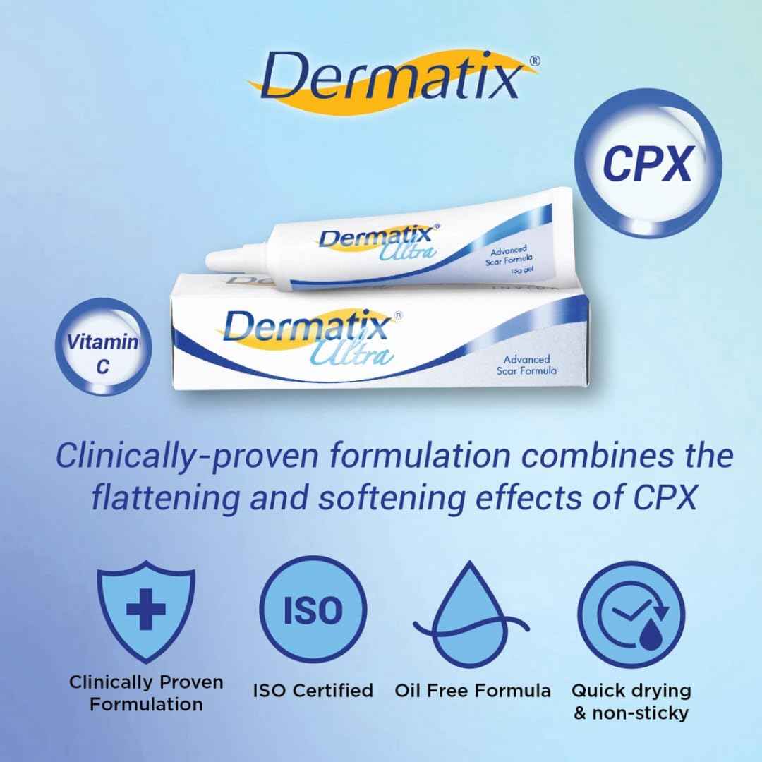 Dermatix Ultra Advanced Scar Gel - 15g, Softens and Flattens Scars, Quick-Drying and Odorless Formula