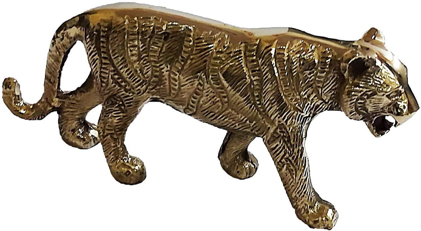 PARIJAT HANDICRAFT Brass Decor Statue Figurines Sculpture Collectibles Gift Wild Life Animal Statues Decorative Sculpture Hand craved Modern Home Decoration feng Shui (Tiger)