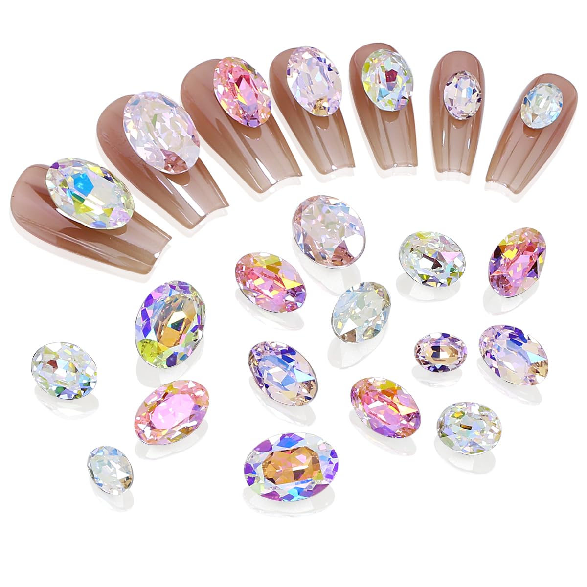 DONGZHOU 48Pcs Large Nail Rhinestone,3D Nail Art Crystals Nail Diamonds K9 Glass Stones Sparkle Nail Beads,Rhinestones Nail Charms and Gems for Manicure Decoration DIY Crafts